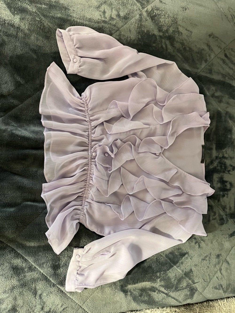 Suzy Shier Light Lavender Ruffle Peplum Blouse
